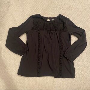 GIRLS very dark grey top with lace front accent